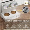 Skyzone White Pet Feeder Station with Storage Cabinet, Removable Bowls, Leash Hooks & MDF - 3 of 4
