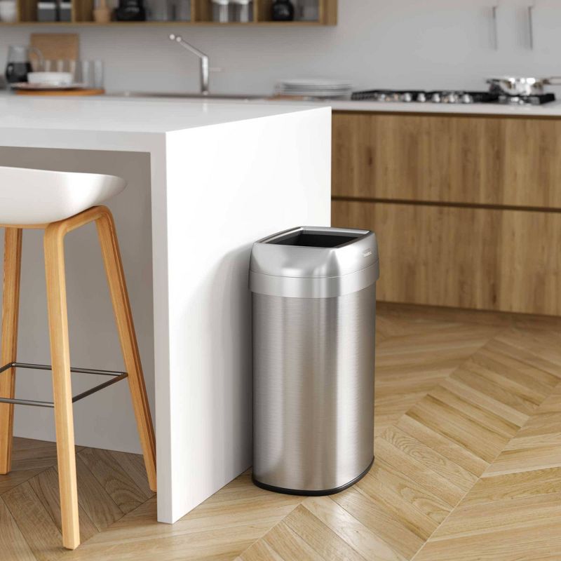 halo quality 13gal Oval Top Stainless Steel Trash Can and Recycle Bin with Dual Deodorizer, 5 of 7