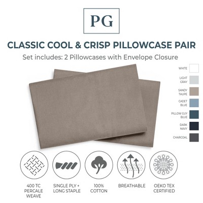 Sandy Taupe Cotton Percale Standard/Queen Pillowcase Set