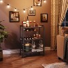 MaseiKar Bar Cart, 3-Tier Coffee Cart with Wheels, Kitchen Cart, Wine Cart with Wine Rack and Glass Holder, Rolling Serving Cart for Home, Bar,  Brown - 3 of 4