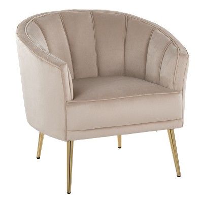 NicBex Velvet Accent Chair,Upholstered Living Room Chairs with Pleated Waves Backrest and Metal Legs,Modern Armchair,Club Chairs for Living Room