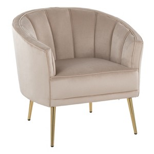 NicBex Velvet Accent Chair,Upholstered Living Room Chairs with Pleated Waves Backrest and Metal Legs,Modern Armchair,Club Chairs for Living Room - 1 of 4