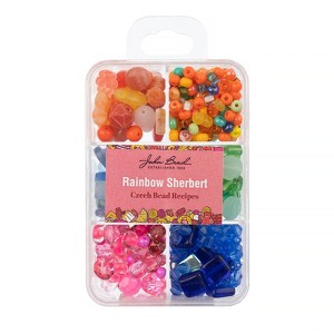 John Bead Recipe Box Mixed Glass Beads Rainbow Sherbert, 110g - 1 of 4