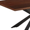 HomeRoots 81" Brown and Black Wood and Metal Cross Leg Base Dining Table - 4 of 4