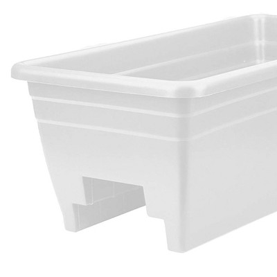 Modern White 24" Heavy-Duty Deck Rail Planter Box, 5-Pack