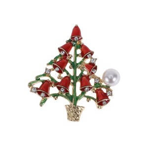 Unique Bargains Christmas Brooches Alloy Dripping Wax Green White 1.38"x1.89" 1 Pc - 1 of 4