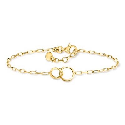 Браслет Pure Collection из итальянского 18-каратного золота с двойным кольцом из стерлингового серебра, Размер 7,5