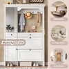51.1''Hall Tree, Entryway Bench with Integrated Shoe Cabinet,3-in-1 Design, Mirrored Cabinet Door and Foldable Seat for Entrance, Living Room - 3 of 4