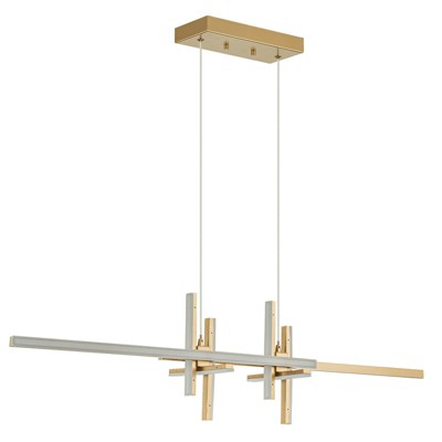 LLHZSY Modern Integrated LED Dimmable Chandelier Adjustable Linear Pendant Light-Black/Gold