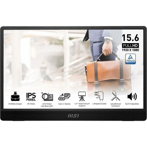 MSI PRO MP161 E2U 16" Full HD 16:9 4ms IPS LED Monitor, Black and Silver - 1 of 4