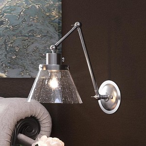 Urban Ambiance Luxury Traditional Wall Light,  14.375"H x 8"W,  Brushed Nickel Finish, UHP3330 - 1 of 4