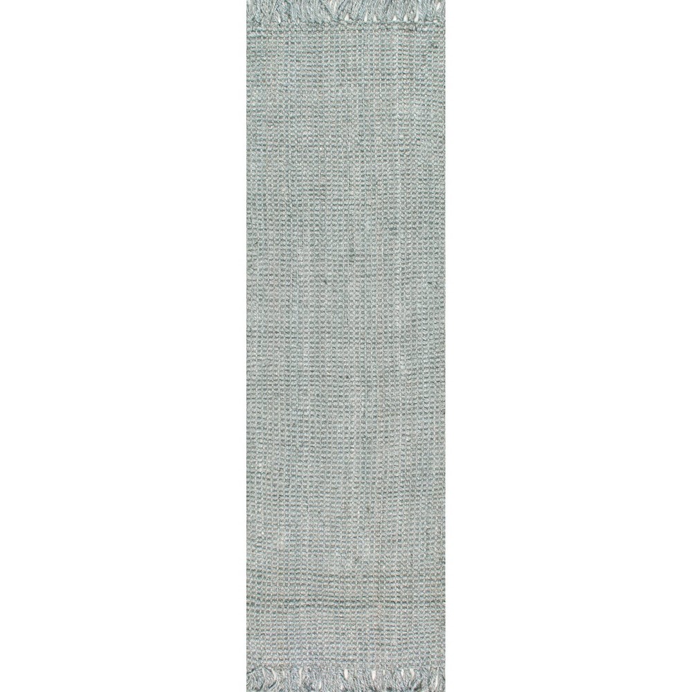 2'6inx12' Runner Hand Woven Chunky Loop Jute Rug Gray - nuLOOM