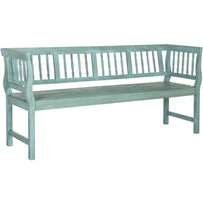 Brentwood 68" Blue Acacia Wood Outdoor Bench