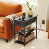 Side Table with 2 USB Ports and 2 Outlets, Flip Top End Table with Drawer and Storage Shelves, End Stand with Charging Station - 3 of 4