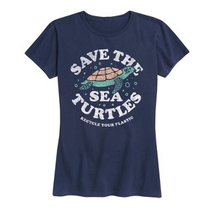Women's - Instant Message - Save the Sea Turtles Short Sleeve Graphic T-Shirt - 1 of 4
