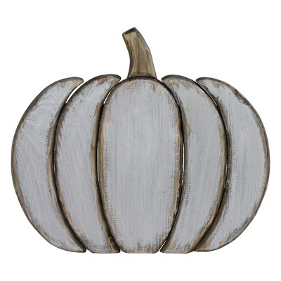 Northlight Wooden Pumpkin Fall Harvest Decoration - 13.75 - White