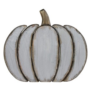 Northlight Wooden Pumpkin Fall Harvest Decoration - 13.75 - White - 1 of 4