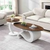 Sapphtopaz 2-Piece Nesting Modern Coffee Table Set for Living Room – Oval & Round Top Center Table with Curved Metal Base, Versatile Living Room Table - 2 of 4