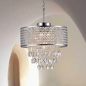 Maxax 17" 5-Light Crystal Chandelier, Elegant Pendant Light, Dimmable Adjustable Chain Ceiling Lighting for Sloped Ceilings, Kitchen Dining Room - 1 of 4