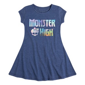 Girls' - Monster High - Holographic Logo Fit & Flair Cap Sleeve Dress - 1 of 3
