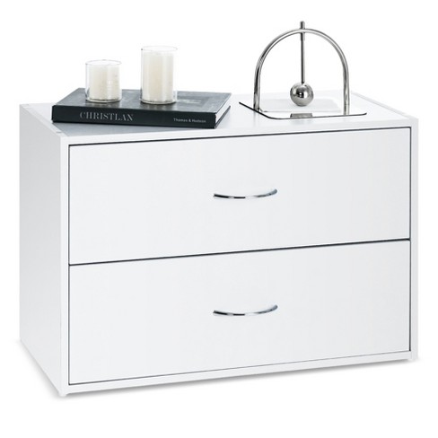 Costway 2-Drawer Dresser Stackable Horizontal Storage Organizer w/Handles  White