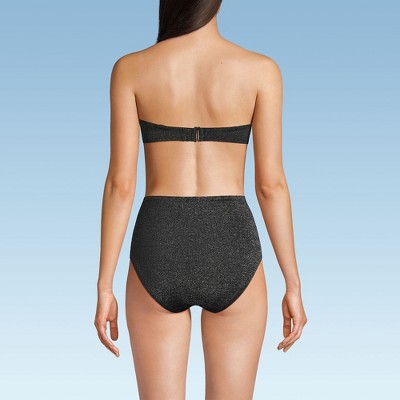 Lands' End Women's Chlorine Resistant Shine Twist Front Bandeau Bikini Swimsuit Top