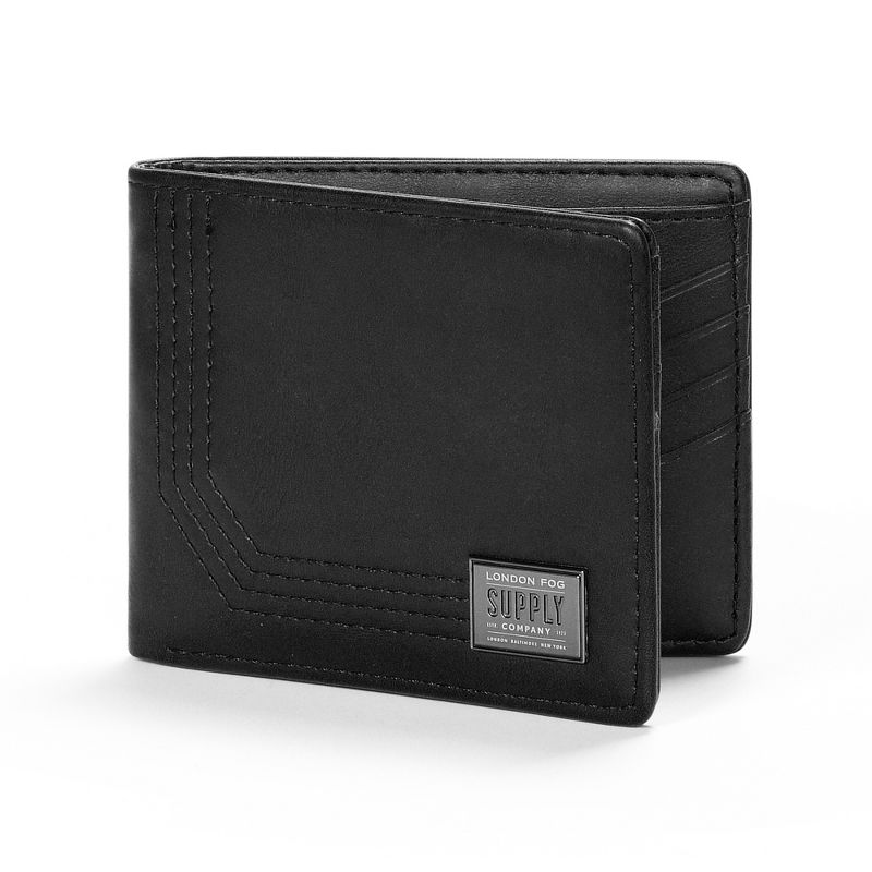 London Fog Men's Slim Bifold Wallet In Gift Box (Black)