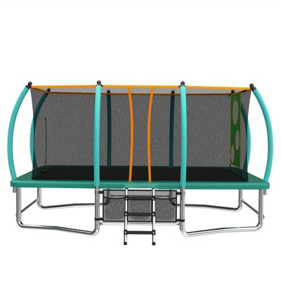 Aukfa 8x14FT Oval Trampoline with Safety Net Enclosure ,Outdoor Trampoline Set for Kids and Adults, for Backyard Fun