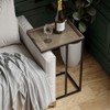 JIONJOY C-Shaped Sofa Table with Woven Metal Top - Farmhouse End Table for Living Room - 2 of 4