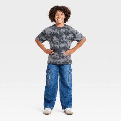 Детские Cat & Jack Boys' Short Sleeve Oversized Tie-Dye T-Shirt - Cat & Jack™ Dark Gray M — фото 2