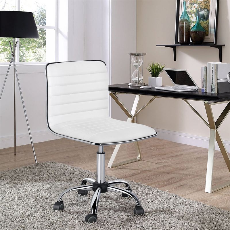 Yaheetech PU Leather Armless Office Chair Desk Chair with Wheels, 3 of 17