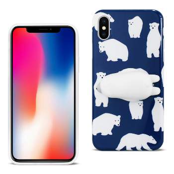 Reiko iPhone X/iPhone XS TPU Design Case with 3D Soft Silicone Poke Squishy Polar Bear in Blue