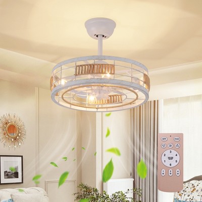 HBEZON 18'' Flush Mount Ceiling Fan with Lights and Remote, Reverse Motor, 6 Speeds, for Bedroom, Kitchen, Dining Room