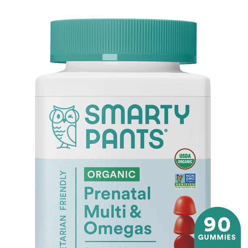 SmartyPants Organic Prenatal Multi &#38; Vegetarian Omega 3 &#38; Folate Gummy Vitamins - 90 ct, 1 of 14