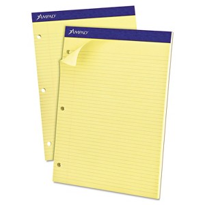Ampad Double Sheets Pad Narrow/Margin Pad 8 1/2 x 11 3/4 Canary 100 Sheets 20246 - 1 of 4