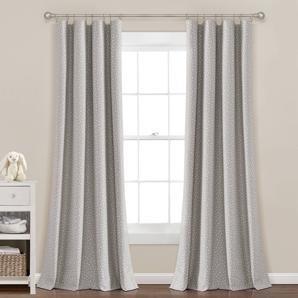 52"x95" Kids' Pixie Fox Geo Blackout Single Window Curtain Panel Light Gray - Lush D&eacute;cor