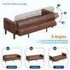 75" Futon Sofa Bed Convertible Sleeper, Faux Leather Loveseat Mid-Century Modern Couch for Living Room, Bedroom, Brown - 3 of 4
