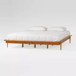 Boho Solid Wood King Platform Bed Caramel - Saracina Home