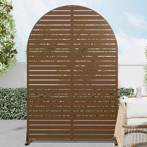 Spassway Outdoor Arched Metal Privacy Screen Garden Fence Panels Patio Trellis Room Divider Decorative Wall Panels Black/White/Brown - 1 of 4