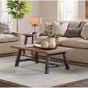 48" Odin Solid Wood Coffee Table Black - Alaterre Furniture: Mid-Century Modern, Sawhorse Leg Design - 2 of 4