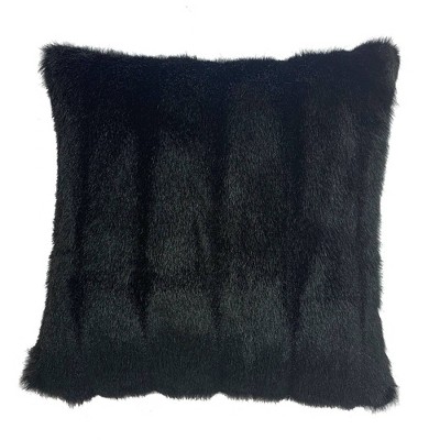 18"x18" Minkii Square Throw Pillow Black - The Pillow Collection: Modern Indoor Decor, Feather Filled, Removable Cover