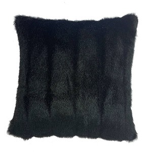18"x18" Minkii Square Throw Pillow Black - The Pillow Collection: Modern Indoor Decor, Feather Filled, Removable Cover - 1 of 4