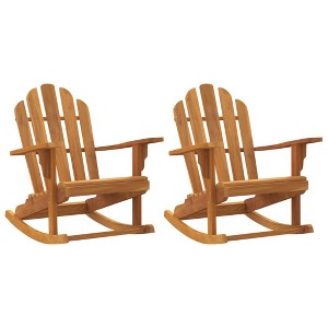 vidaXL Garden Adirondack Rocking Chair Set of 2 Natural Teak - 1 of 4