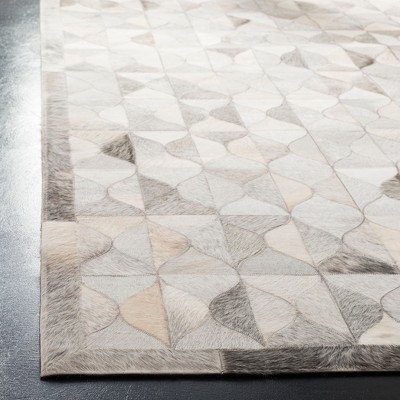 Handmade Gray Geometric Cowhide Area Rug 5' x 8'