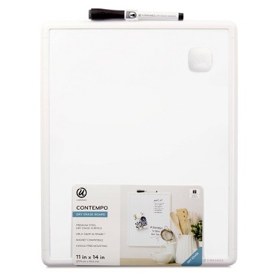 U Brands 11"x14" Contempo Magnetic Dry Erase Board White Frame