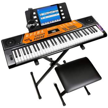 RockJam 61 Key Keyboard Piano Kit with Pitch Bend, Keyboard Stand, Keyboard Bench, Sheet Music Stand & Lessons
