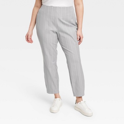 Women's High-Rise Slim Fit Ankle Pants - A New Day Gray Windowpane