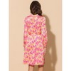 Allegra K Women's Mock Neck Swing Midi Long Sleeve A-line Floral Dress - 4 of 4