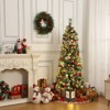 6FT Potted Christmas Tree with 140 Warm LED Lights – Artificial Outdoor Decor for Front Door, Porch, Includes Light Box, Pencil Tree - 2 of 4