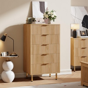coucheta 5 Drawer Dresser for Bedroom, 48 in Tall Modern Chest of Drawers with Deep Drawers and Wide Top, Fluted Wooden Dresser Organizer - 1 of 4